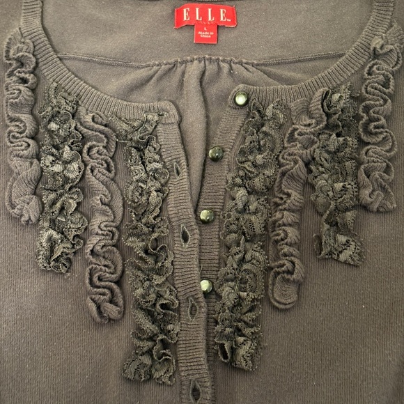 Elle Gray Cardigan with Ruffle Detail - Picture 2 of 3